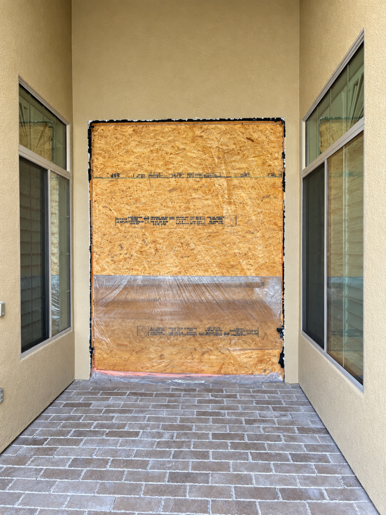 Front entry door opening preparation during renovation